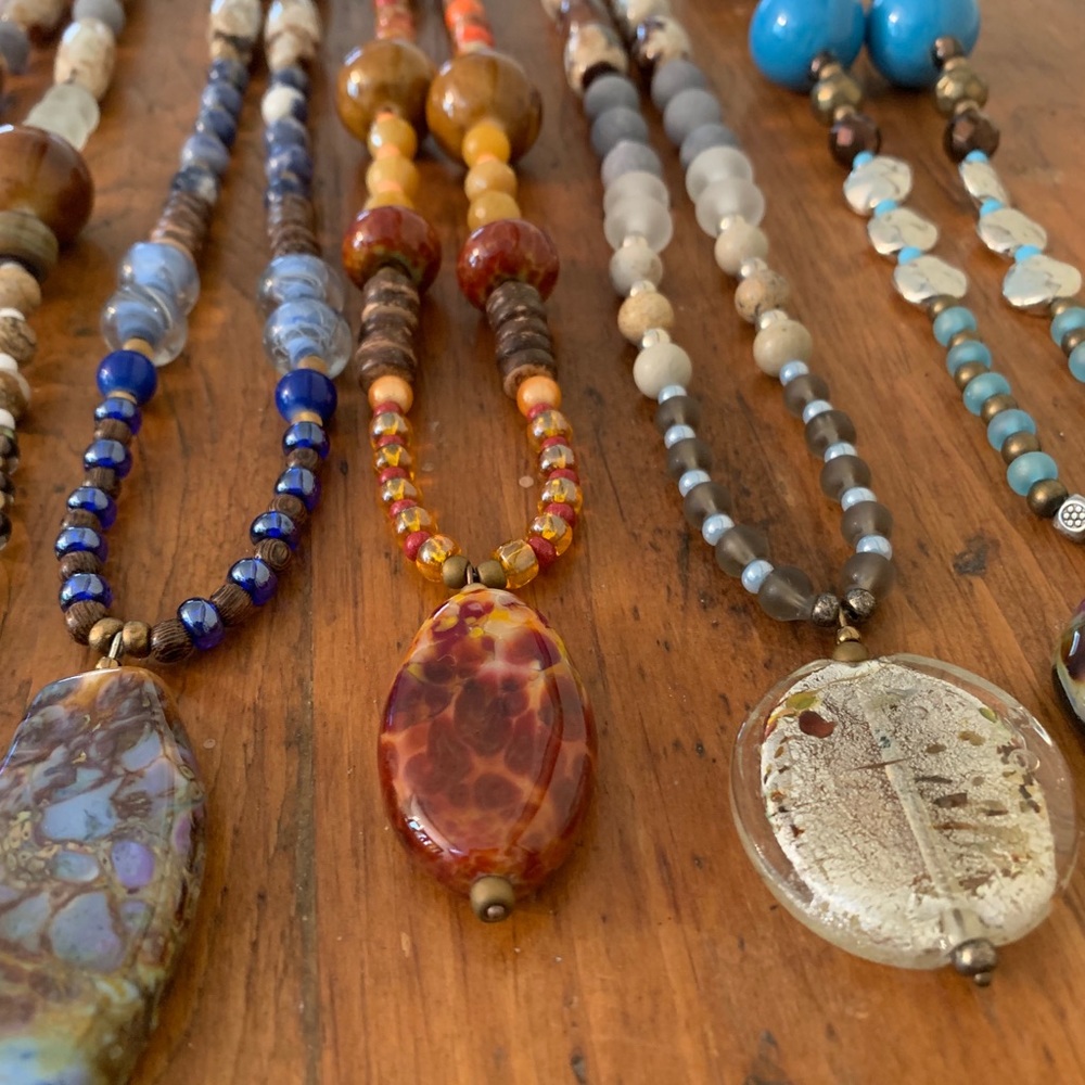 Handcrafted Boho Beaded Pendant Necklace